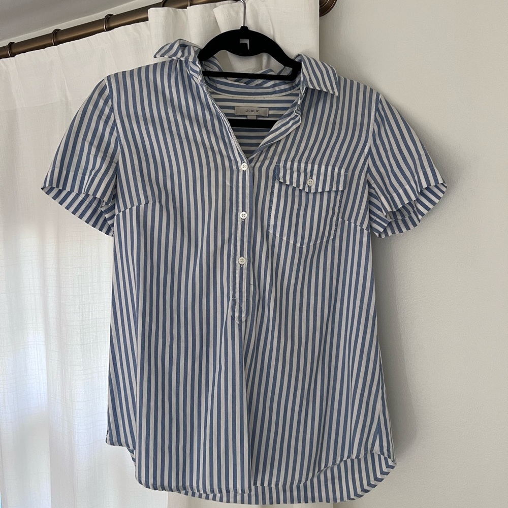 J. Crew blue and white pullover